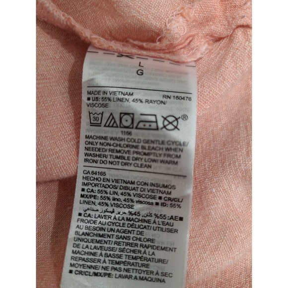 Old Navy Women SZ L Peach Linen blend popover Tunic Top lagonlook boho casual‎ - Picture 5 of 12